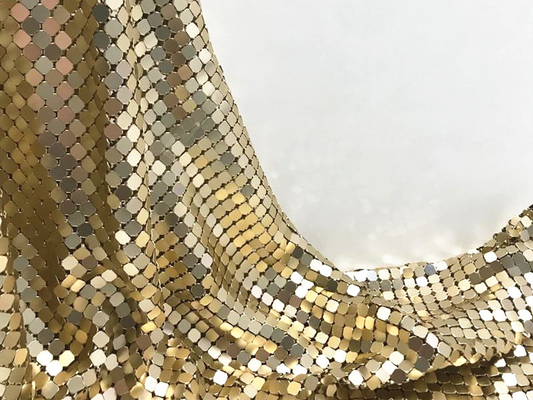 Mềm dẻo 3mm lưới kim loại Sequin vàng nhôm vải may mặc